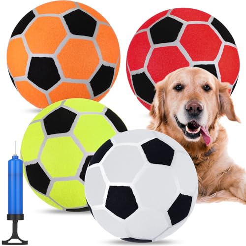 Leyndo Aufblasbarer riesiger Tennis-/Fußballball für Hunde, 24,1 cm, Jumbo-Hundeball, Gummi, für drinnen und draußen, großer Ball mit Pumpennadel, interaktiver Hundeball für Haustiertraining (helle von Leyndo