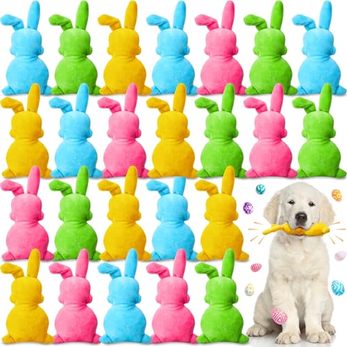 Leyndo Plüsch-Osterhasen-Hundespielzeug, 15,2 cm, Pastellfarben, Hasenform, quietschendes Spielzeug, Haustier-Geschenke zum Zahnen, Kauzubehör, 24 Stück Leyndo Plüsch-Osterhasen-Hundespielzeug, 15,2 cm, Pastellfarben, Hasenform, quietschendes Spielzeug, Haustier-Geschenke zum Zahnen, Kauzubehör, 24 Stück von Leyndo