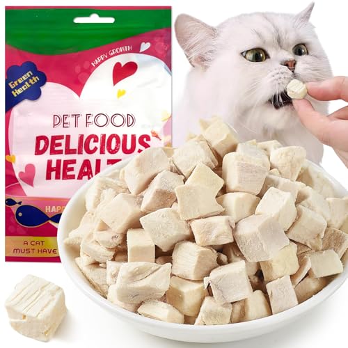 Katzensnack Gefriergetrocknet, Gefriergetrocknetes Hühnerbrust, katzensnack ohne Zucker und Getreide, Vital Booster für Fell & Muskulatur, Für Kitten & Erwachsene Katzen, Ideal als Belohnung(Huhn) Katzensnack Gefriergetrocknet, Gefriergetrocknetes Hühnerbrust, katzensnack ohne Zucker und Getreide, Vital Booster für Fell & Muskulatur, Für Kitten & Erwachsene Katzen, Ideal als Belohnung(Huhn) von Lezehea