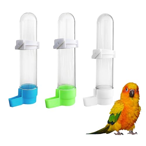 Lezevn 3 Stücke Vogelwasserspender 120ML Hängender Wasserspender Automatischer Bewässerungsbecher Mehrfarbige Kunststoff Vogel Wasserflaschen für Papageien Kanarienvogel Wellensittich Nymphensittich von Lezevn