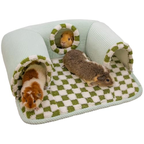Lfokd Meerschweinchen-Versteck Tunnel mit warmem Bett für kleine Haustiere, 3 Höhlen, Kleintier-Tunnel, Spielzeugkäfige, Grün Lfokd Meerschweinchen-Versteck Tunnel mit warmem Bett für kleine Haustiere, 3 Höhlen, Kleintier-Tunnel, Spielzeugkäfige, Grün von Lfokd