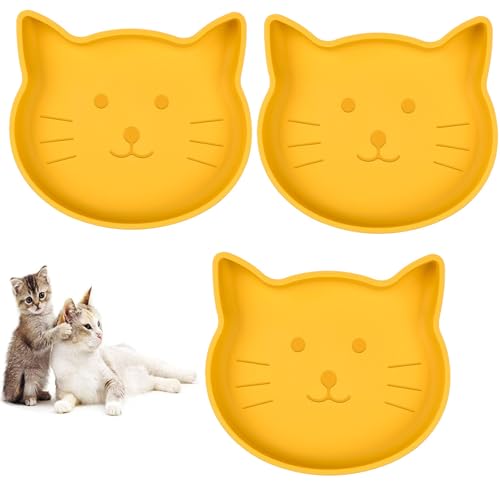 Silikon-Hundenapf, flach, Katzennäpfe, Set mit 3 Stück, 17,8 cm breit, Schnurrhaar, Müdigkeit, flache Welpennäpfe für kleine Hunde und Katzen, kein Verschütten, weniger Unordnung, Katzen-Hundeteller von Lfpkixise