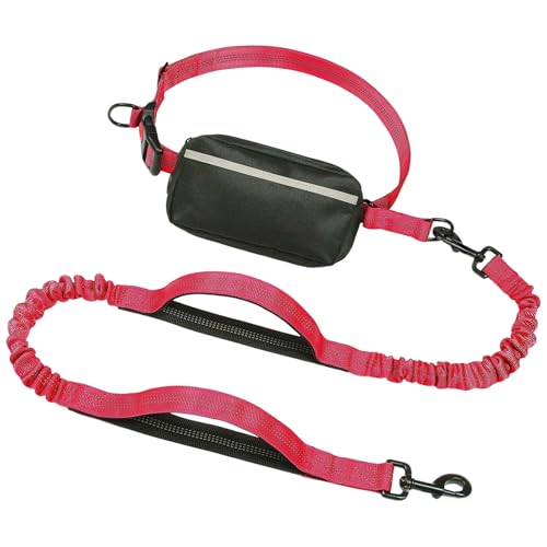 Elastischer stoßdämpfender Hundegürtel mit abnehmbarer, wasserdichter Aufbewahrungstasche und 360-Grad-Drehclip zum Laufen, elastische Hundeleinen von LfrXtra