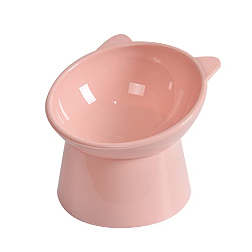 LfrXtra Erhöhter Katzennapf, erhöhte Katzennäpfe für Katzen, 45° geneigt, erhöhter Futternapf für Haustiere, Kunststoff, Futternapf mit Ständer (Rosa) von LfrXtra