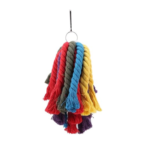 LfrXtra Heimtextilien, hängendes Vogelspielzeug, Regenbogenfarben, Baumwollseil, Kauspielzeug für Papageien, geistige Vogelkäfig-Hängedekoration LfrXtra Heimtextilien, hängendes Vogelspielzeug, Regenbogenfarben, Baumwollseil, Kauspielzeug für Papageien, geistige Vogelkäfig-Hängedekoration von LfrXtra