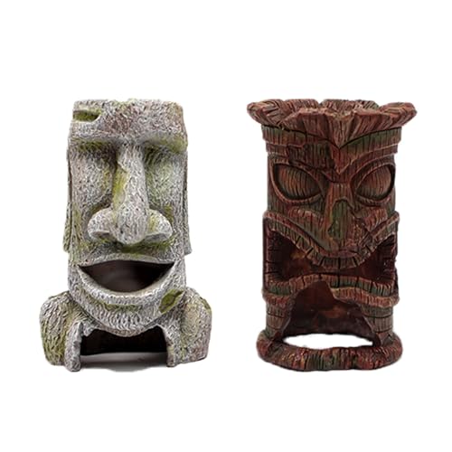 LfrXtra Realistische Osterinsel Statue Simulationslandschaft Decor Bonsais Realistic Statue Für Aquarium Fischtanks von LfrXtra