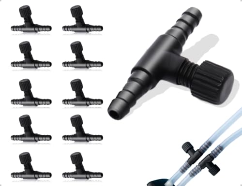 Lhbwhiz 10 Stück Aquarium Luftschlauch Ventil,Aquarium Einstellbare Schlauchverbinder,Luftpumpe Zubehör,verwendet für 4 mm ID-Luftschläuche,verwendet für Fisch Fisch Tank(Schwarz) von Lhbwhiz