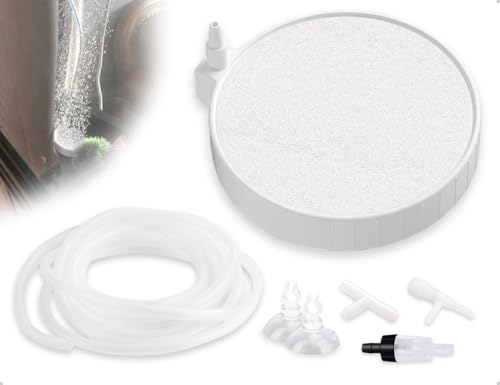 Lhbwhiz Aquarium Nano Sprudelstein,Sehr Leise Aquarium Luftausströmer,Geräuschloser Diffusor Blasen Stein mit Luftschlauch,Anschlüssen,Saugnäpfen und Rückschlagventilen(10 cm) von Lhbwhiz
