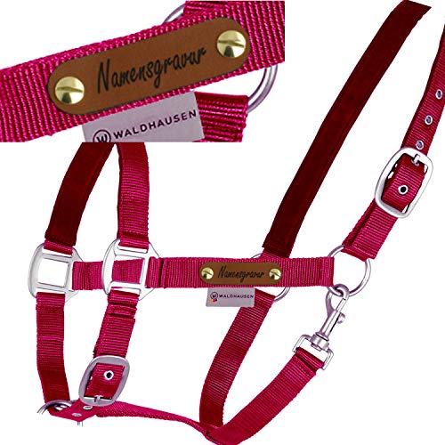 LiLa Pferd Pferde-Halfter Satin Bordeaux - mit Namensschild - 2fach verstellbar, unterlegt (Pon) von LiLa Pferd