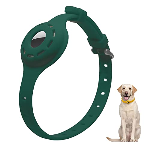 LiRui.R Airtag Protector Silikon Leuchthalsband Einstellbare Verlustprävention Auffälliges Haustierhalsband für Katzen und kleine bis mittlere Hunde(Grün) von LiRui.R