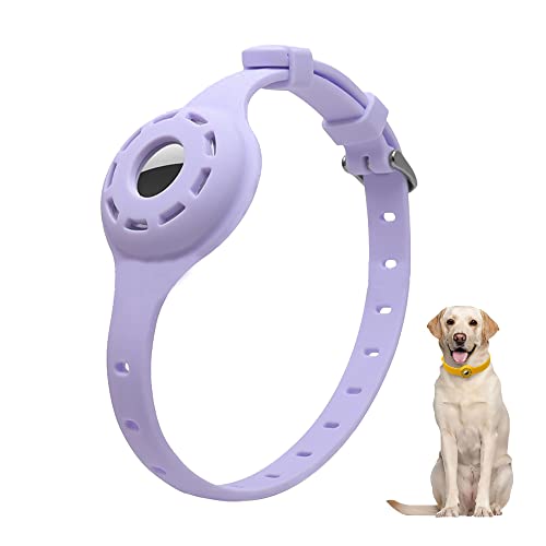 LiRui.R Airtag Protector Silikon Leuchthalsband Einstellbare Verlustprävention Auffälliges Haustierhalsband für Katzen und kleine bis mittlere Hunde(Lila) von LiRui.R
