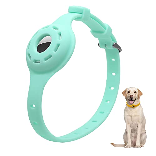 LiRui.R Airtag Protector Silikon Leuchthalsband Einstellbare Verlustprävention Auffälliges Haustierhalsband für Katzen und kleine bis mittlere Hunde(Mintgrün) von LiRui.R