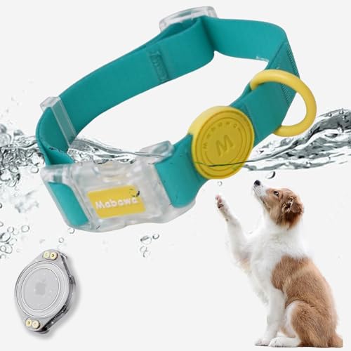 LiRui.R Airtag Wasserdichtes Hundehalsband Wasserdichtes AirTag Halter Leichtes Haltbares Haustier Tracking Halsband für Hunde und Katzen(Grün,M) von LiRui.R