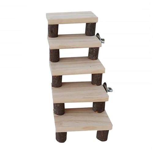 Juguetes de masticación de escalera de hámster de madera natural, herramienta de entrenamiento de trampolín de puente de plataforma de 5 capas para loros para loros (Farbe/B) von LiTaiJingNice