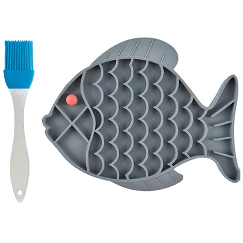 Katzen Leckmatte, Fischförmiges Design Katze Slow Feeder Bowl mit Bürste Katzen Leckmatte, Fischförmiges Design Katze Slow Feeder Bowl mit Bürste von LiTaiJingNice