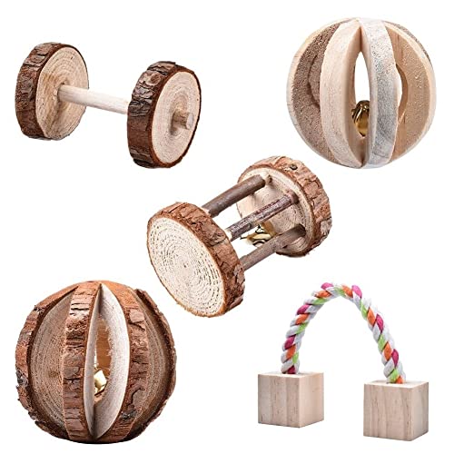 LiTaiJingNice Kauspielzeug für Haustiere, natürliches Holz, Übungsglocke, Backenzähne Spielzeug für Papagei, Kaninchen, Chinchilla, Meerschweinchen, Hamster und Kleintiere, 5 Stück LiTaiJingNice Kauspielzeug für Haustiere, natürliches Holz, Übungsglocke, Backenzähne Spielzeug für Papagei, Kaninchen, Chinchilla, Meerschweinchen, Hamster und Kleintiere, 5 Stück von LiTaiJingNice