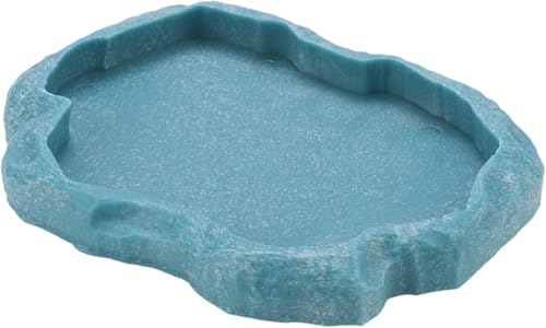 Reptilien-Futternapf, Steinharz, Wasserschale für Schildkröten, für Schlange, Skorpion, Eidechse, Krabben (Blau, 18 x 14 x 2 cm) von LiTaiJingNice