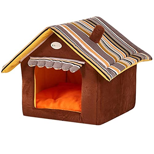 Warme Hundehütte, Faltbares Weiches Hundehütte Bett Warmes Katzennest Welpenhöhle mit Kissen (L) von LiTaiJingNice