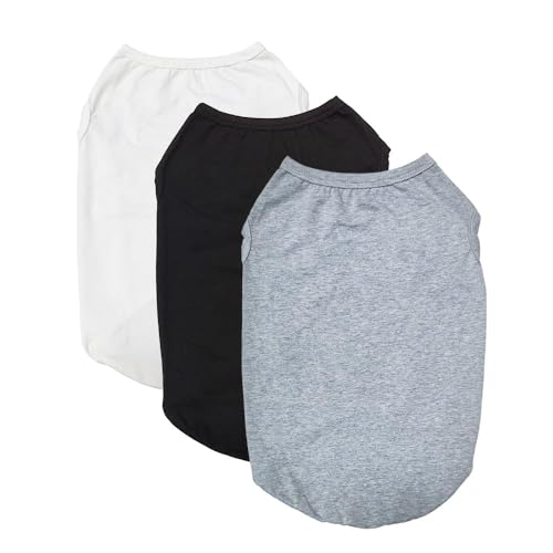 3 Stück Hunde-Shirts für Kleine Hunde Sommer Weiche Baumwolle T-Shirt,Hund Soft Tank Top Ärmellose Weste Hund T-Shirt für kleine mittelgroße Hundekatze Kleidung（schwarz, weiß, grau） (3XL) von Liamcute