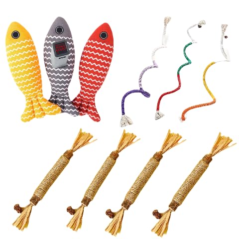 Libershine Katzenminze Spielzeug, 10 Stück Interaktives Katzenspielzeug mit 3 Beißseilen für Katzen, 4 Katzenminze Stick und 3 Fisch Form Spielzeug, für Katzen Zahnpflege und Gegen Mundgeruch Libershine Katzenminze Spielzeug, 10 Stück Interaktives Katzenspielzeug mit 3 Beißseilen für Katzen, 4 Katzenminze Stick und 3 Fisch Form Spielzeug, für Katzen Zahnpflege und Gegen Mundgeruch von Libershine