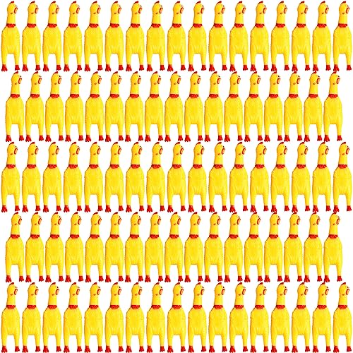 Libima Gummi-Huhn, 150 Stück, 16,3 cm, quietschendes Gummi-Huhn, Hundespielzeug, Mini-Quetsch-Gummi-Huhn, kleines Quietschspielzeug, reduziert Trennungsangst, Geschenke (gelb) von Libima