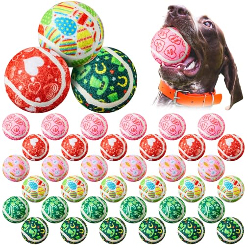Libima Hunde-Tennisbälle, 6,3 cm, Urlaubsspielzeugball für kleine, mittelgroße Hunde, Herz, langlebiges Zahnen, Kauspielzeug für aggressives Hundetraining, Fangen lustig, 36 Stück von Libima