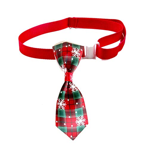 Lichi Krawatten für Katzen, grün, kariert, Haustier-Halsband, Teddy, rote Schneeflocken, Kaninchen-Halsbänder von Lichi