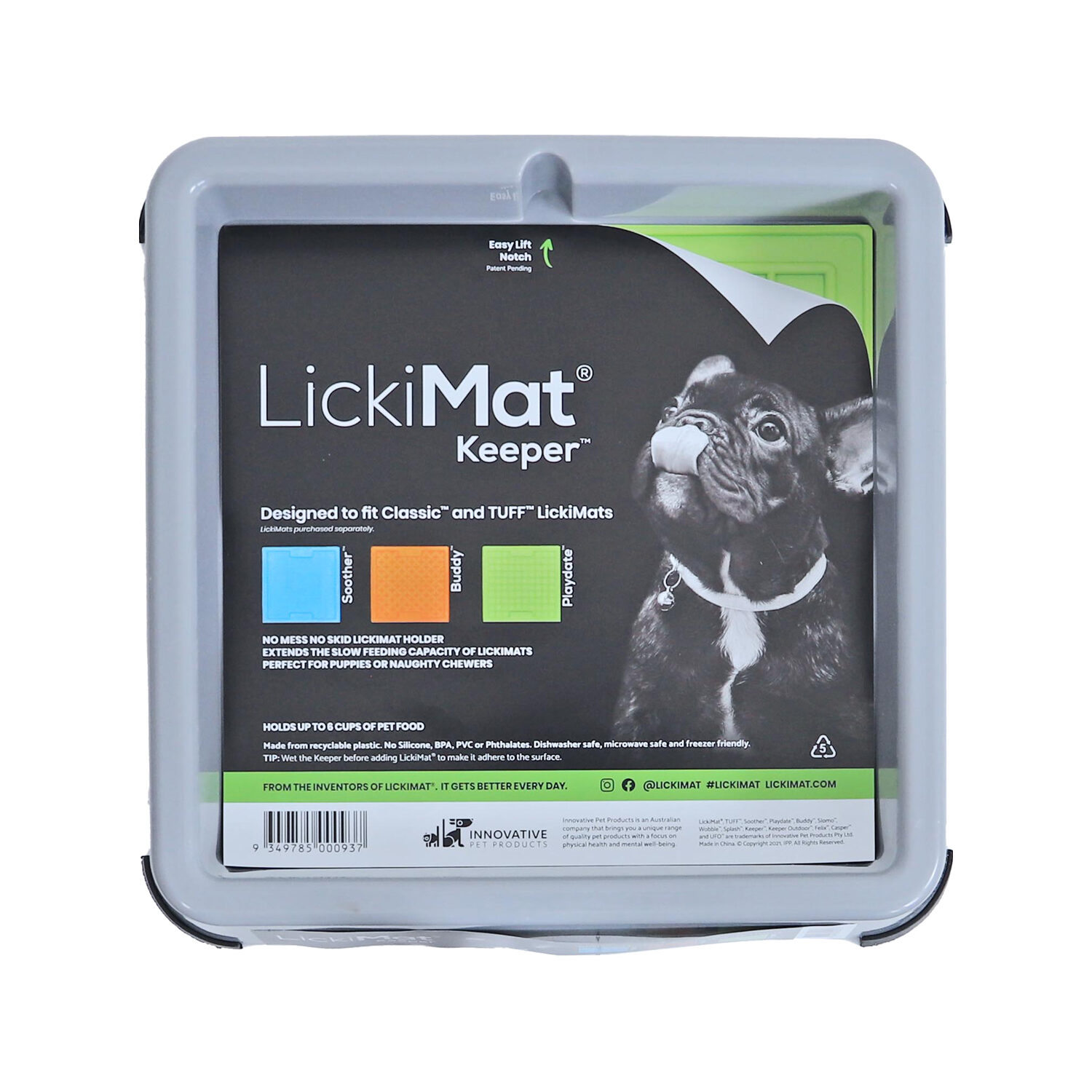 LickiMat Keeper – Grau – 25,3 x 25,3 x 5,5 cm von LickiMat