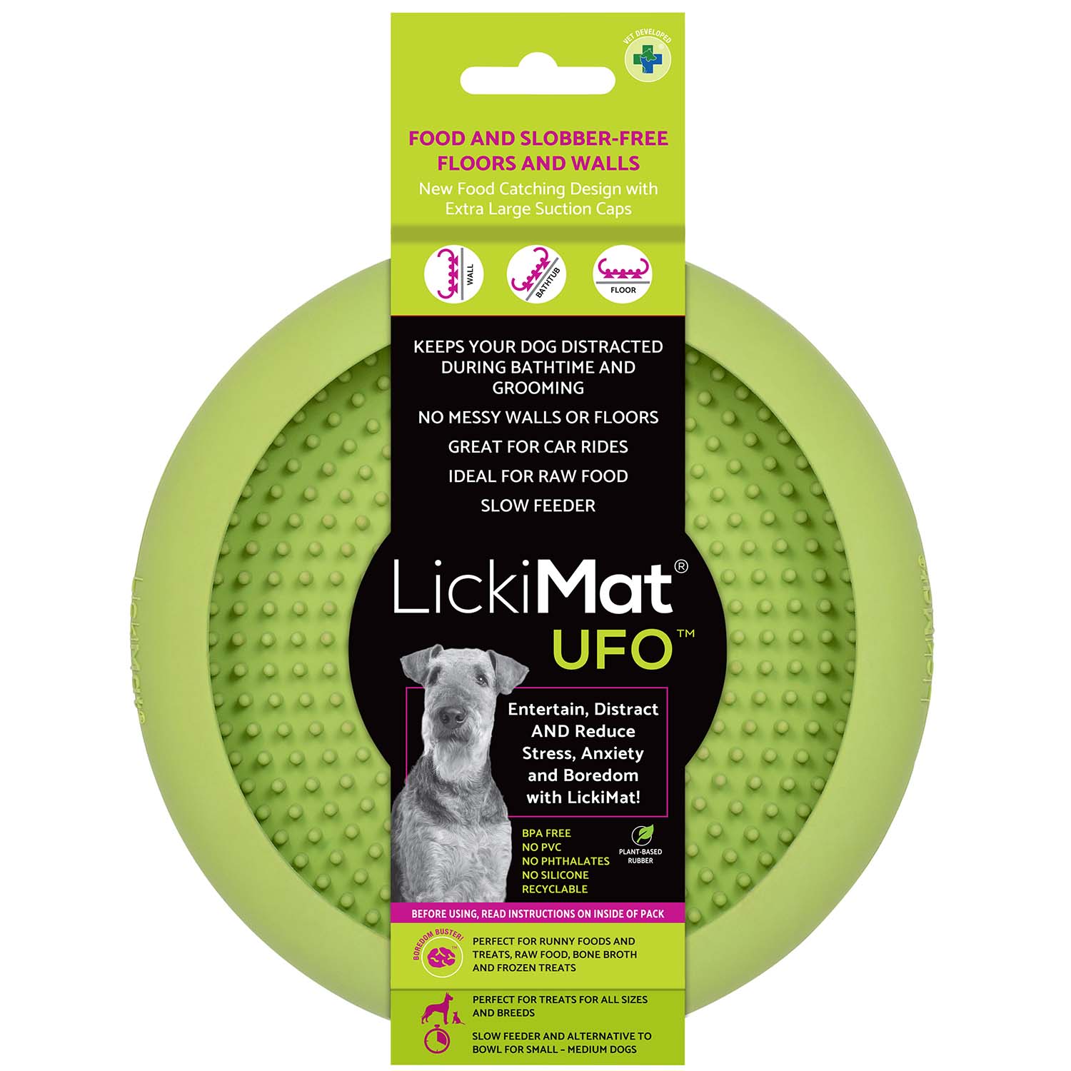 LickiMat Schleckmatte für Hunde UFO, grün -  Ø 18,5 x H 6 cm von LickiMat