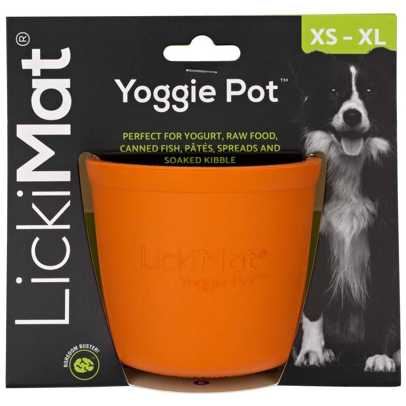 LickiMat Snackspielzeug Yoggie Pot, orange - Ø 9,5 x H 9 cm von LickiMat