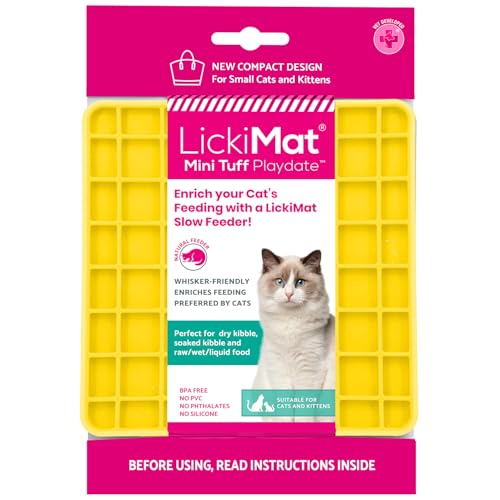 LICKIMAT Mini Tuff Playdate Futtermatte für Katzen, langsamer Futterspender für Katzen gegen Langeweile und Angstzustände bei Katzen, perfekt für Futter, Leckereien, Joghurt und Erdnussbutter von LICKIMAT