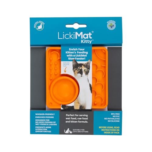 LickiMat Kitty Kombination Slow Feeder mit Mikroschale für zusätzliche Hydratation Kätzchen und kleine Katzen von LICKIMAT