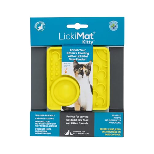 LickiMat Kitty Kombination Slow Feeder mit Mikroschale für zusätzliche Hydratation Kätzchen und kleine Katzen von LICKIMAT