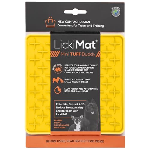 LICKIMAT Mini Tuff Buddy Hundefuttermatte, langsames Fressen für Hunde, Linderung von Langeweile und Ängsten für Hunde, perfekt für Futter, Leckereien, Joghurt oder Erdnussbutter von LICKIMAT