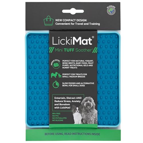 LICKIMAT LickiMat Mini Tuff Schnuller-Hundefuttermatte, LickiMat für langsames Fressen für Hunde, Linderung von Langeweile und Ängsten für Hunde, perfekt für Futter, Leckerlis, Joghurt oder Erdnussbut von LICKIMAT