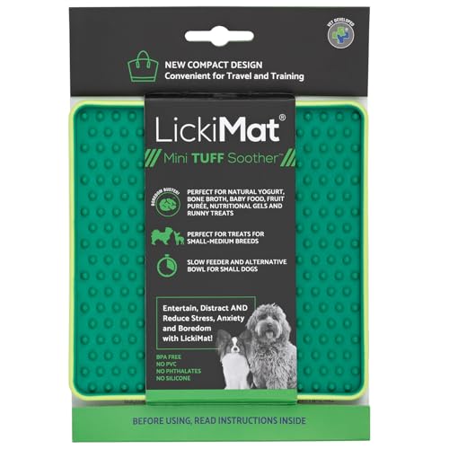 LICKIMAT LickiMat Mini Tuff Schnuller-Hundefuttermatte, LickiMat für langsames Fressen für Hunde, Linderung von Langeweile und Ängsten für Hunde, perfekt für Futter, Leckereien, Joghurt oder Erdnussbu von LICKIMAT