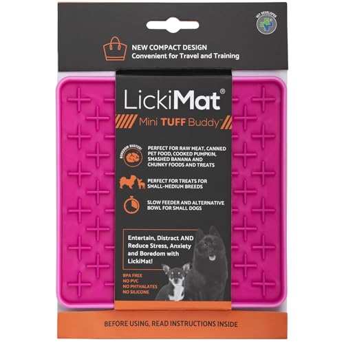 LickiMat Mini Tuff Buddy Hundefuttermatte, Hund Slow Feeder LickiMat, Langeweile Angstlinderung für Hunde, perfekt für Futter, Leckereien, Joghurt oder Erdnussbutter, lustige Alternative zu einem von LICKIMAT