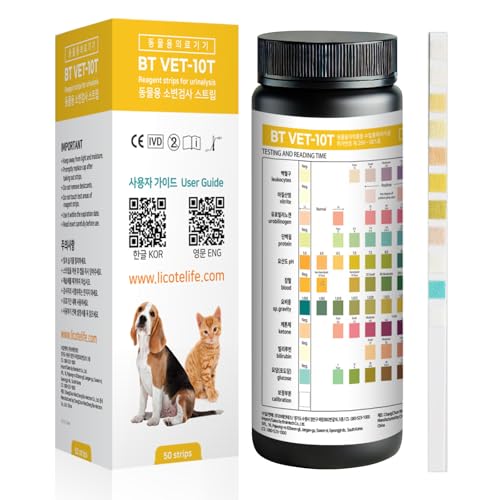 Licote Pet Dog Urine Test Strips BT VET-10T für Hund und Katze Urintest Urinanalyse APP Dedizierter Streifen Harnwegsinfektion Niere Leber Blut pH Diabetes Ketone Hepatitis Nephritis von Licote