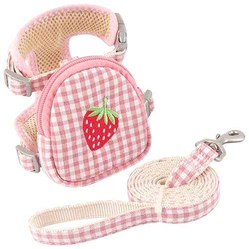 Katzenkabelbaum und Leinen-Set, Plaid mit Erdbeermuster, fluchtsicherer Weste für Katzen und kleine Hunde, beinhaltet Taschen (en) von Licsaliwe