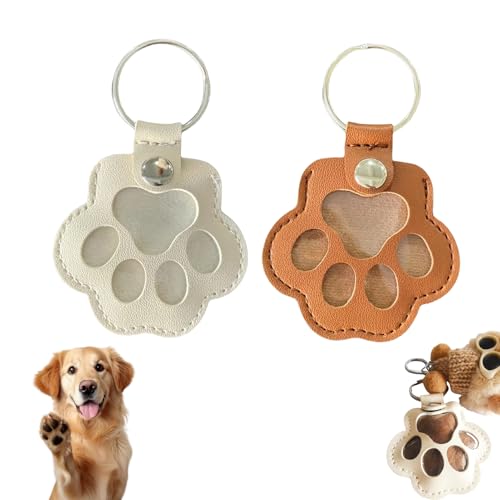 Lidary Schlüsselanhänger für Tierhaare, Personalisierte Aufbewahrungsbox für Tierhaare, Bezaubernde Pfotenabdruck-Schlüsselanhänger mit Druckknopf für Sammeln von Katzen- und Hundehaaren (A) von Lidary