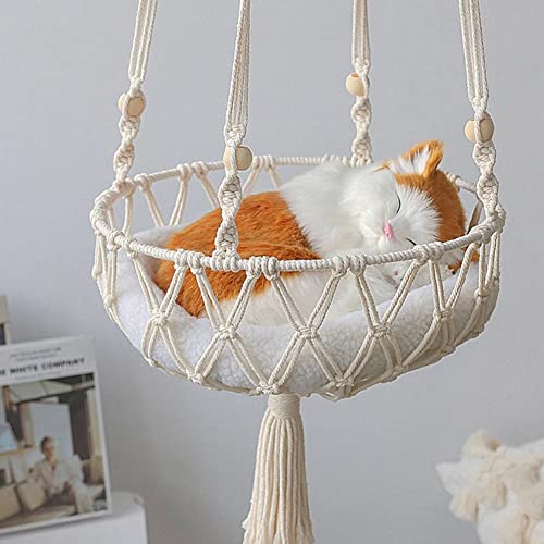 Lidzopas Hängende Katzenhängematten-Bett, Quaste Makramee hängende Katzenhängematte Bohemia Handgewebtes Katzenschaukelbett zum Schlafen, Spielen und Faulenzen, bis zu 5 kg Lidzopas Hängende Katzenhängematten-Bett, Quaste Makramee hängende Katzenhängematte Bohemia Handgewebtes Katzenschaukelbett zum Schlafen, Spielen und Faulenzen, bis zu 5 kg von Lidzopas