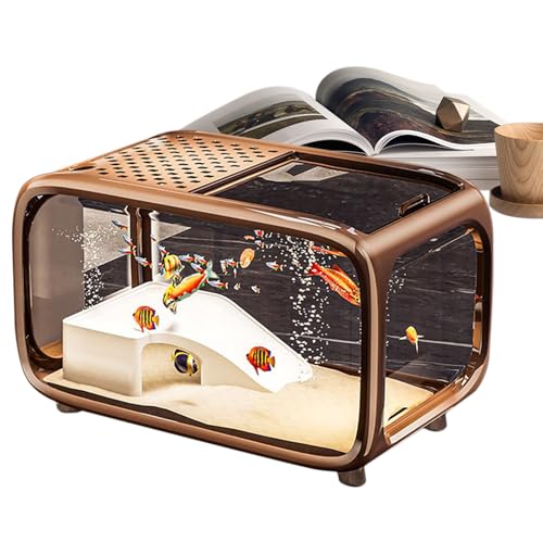 Lieawy Desktop Aquarium,Desktop Fischglas Schildkrötenbecken mit Kletterdekoration | Acryl Lebensraum mit einer Fütterungsöffnung an der Oberseite für Wassertiere Schildkröten Betta und Wasserpflanzen Lieawy Desktop Aquarium,Desktop Fischglas Schildkrötenbecken mit Kletterdekoration | Acryl Lebensraum mit einer Fütterungsöffnung an der Oberseite für Wassertiere Schildkröten Betta und Wasserpflanzen von Lieawy