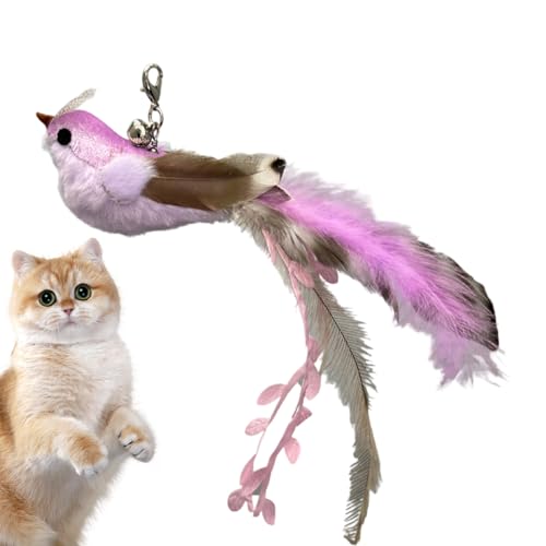 Lieawy Vogel Spielzeug Für Katze | Interaktiver Federn Bewegungsteaser,Simuliertes Katzenjunges Spielzeug Mit Glöckchen | Für Wohnungskatzen gegen Langeweile und für Bewegung von Lieawy