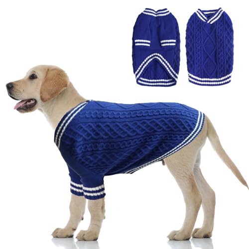 LiebeDD Hundepullover Grosse Hunde, Warm Strickmantel Hundepulli V-Ausschnitt Hunde Pullis Strick Hund Pullover für Französische Bulldogge, Labrador, Deutscher Schäferhund, Dog Sweater (Blau XXL) LiebeDD Hundepullover Grosse Hunde, Warm Strickmantel Hundepulli V-Ausschnitt Hunde Pullis Strick Hund Pullover für Französische Bulldogge, Labrador, Deutscher Schäferhund, Dog Sweater (Blau XXL) von LiebeDD