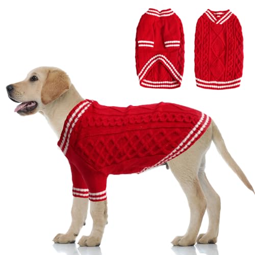 LiebeDD Hundepullover Grosse Hunde, Warm Strickmantel Hundepulli V-Ausschnitt Hunde Pullis Strick Hund Pullover für Französische Bulldogge, Labrador, Deutscher Schäferhund, Dog Sweater (Rot XXL) LiebeDD Hundepullover Grosse Hunde, Warm Strickmantel Hundepulli V-Ausschnitt Hunde Pullis Strick Hund Pullover für Französische Bulldogge, Labrador, Deutscher Schäferhund, Dog Sweater (Rot XXL) von LiebeDD