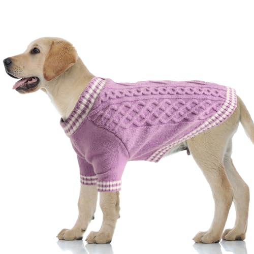 LiebeDD Hundepullover Grosse Hunde, Warm Strickmantel Hundepulli V-Ausschnitt Hunde Pullis Strick Hund Pullover für Französische Bulldogge, Labrador, Deutscher Schäferhund, Dog Sweater (Lila 3XL) LiebeDD Hundepullover Grosse Hunde, Warm Strickmantel Hundepulli V-Ausschnitt Hunde Pullis Strick Hund Pullover für Französische Bulldogge, Labrador, Deutscher Schäferhund, Dog Sweater (Lila 3XL) von LiebeDD