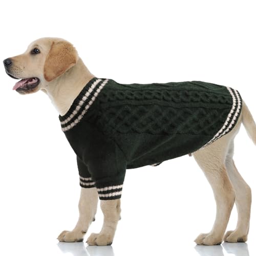 LiebeDD Hundepullover Grosse Hunde, Warm Strickmantel Hundepulli V-Ausschnitt Hunde Pullis Strick Hund Pullover für Französische Bulldogge, Labrador, Deutscher Schäferhund, Dog Sweater (Grün 4XL) LiebeDD Hundepullover Grosse Hunde, Warm Strickmantel Hundepulli V-Ausschnitt Hunde Pullis Strick Hund Pullover für Französische Bulldogge, Labrador, Deutscher Schäferhund, Dog Sweater (Grün 4XL) von LiebeDD