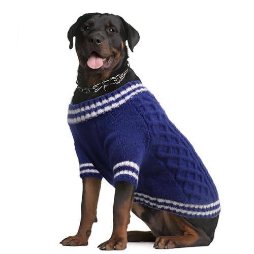 LiebeDD Hundepullover Grosse Hunde, Warm Strickmantel Hundepulli V-Ausschnitt Hunde Pullis Strick Hund Pullover für Französische Bulldogge, Labrador, Deutscher Schäferhund, Dog Sweater (Blau 5XL) LiebeDD Hundepullover Grosse Hunde, Warm Strickmantel Hundepulli V-Ausschnitt Hunde Pullis Strick Hund Pullover für Französische Bulldogge, Labrador, Deutscher Schäferhund, Dog Sweater (Blau 5XL) von LiebeDD