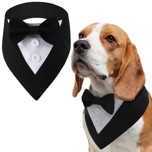 LiebeDD Halstuch Hund, Schwarz Fliege Hund Haustier Hundehalstuch Dreieckstuch Halstücher Hunde Smoking Bandana, Verstellbar Hundekostüm Formale Hund Hochzeit Outfit für Geburtstag Party, S von LiebeDD