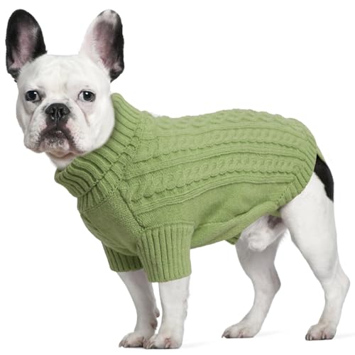 LiebeDD Hundepulli - Kuschelig Hundepullover Mittelgroße Hunde mit Geschirrloch und Beinschlaufe, Rollkragen Strick Pullover Hund Pullis für Französische Bulldogge Dackel, Dog Sweater (Gras Grün L) LiebeDD Hundepulli - Kuschelig Hundepullover Mittelgroße Hunde mit Geschirrloch und Beinschlaufe, Rollkragen Strick Pullover Hund Pullis für Französische Bulldogge Dackel, Dog Sweater (Gras Grün L) von LiebeDD